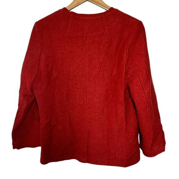 Vintage Ambition Jacket Women M Red Wool Blend Floral Snap Closure Cottage Boho - Picture 2 of 8